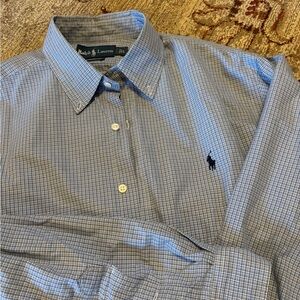 Ralph Lauren Light Blue and Navy Micro-Check Button-Down Shirt